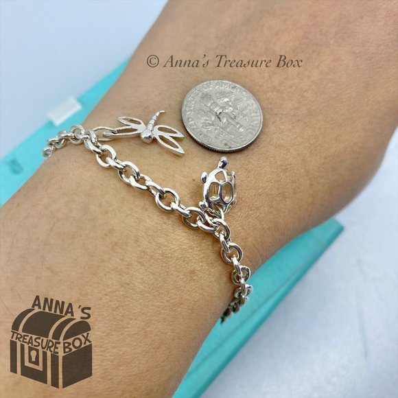 Tiffany & Co. 925 Silver Dragonfly Butterfly Turtle Firefly 7.25" Bracelet (pch) - Picture 9 of 9